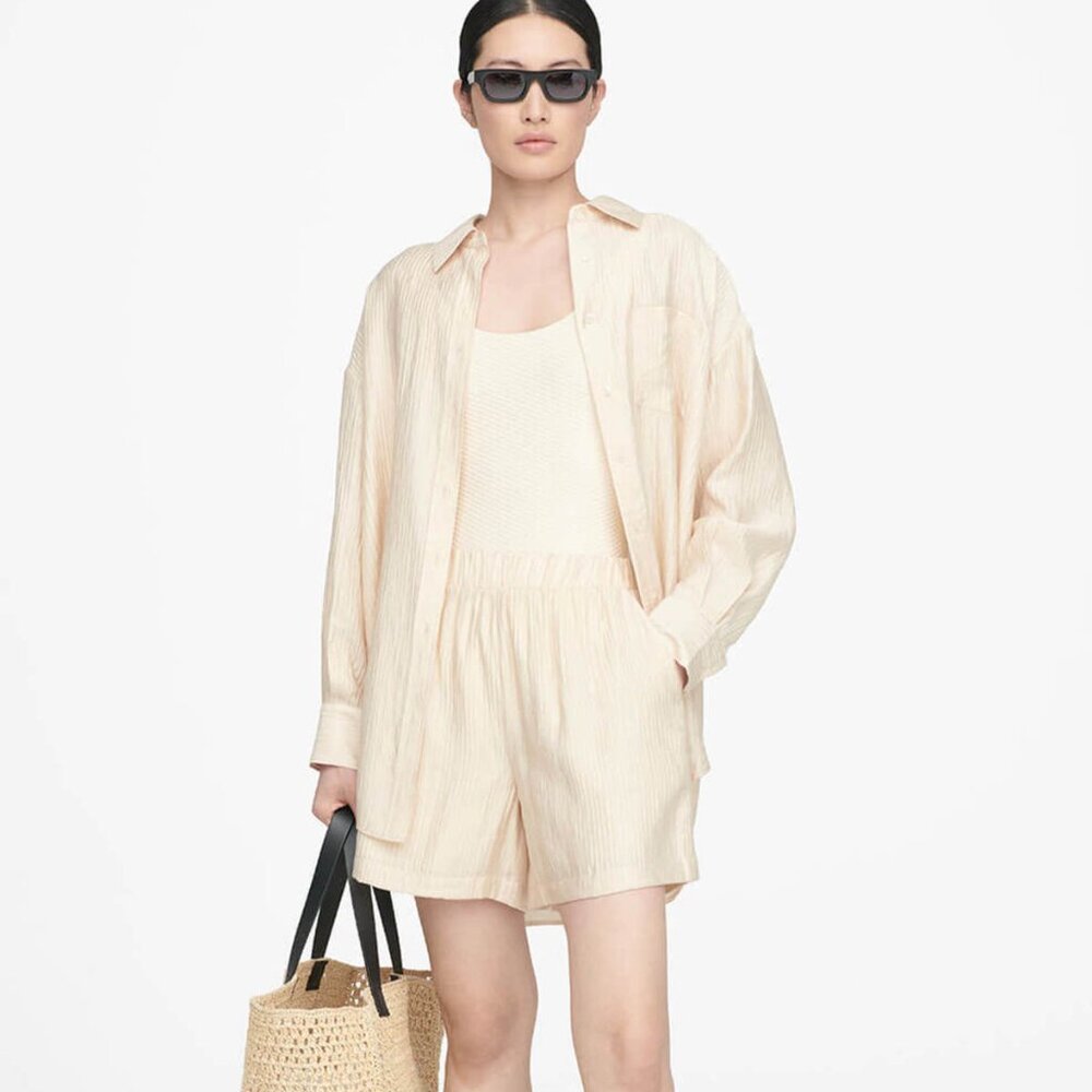 Anine Bing Keelan High Rise Short in Champagne size XS